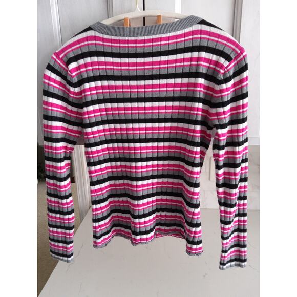 $ASO Sylvies Chicago Fire. Y2K.  Ribbed striped over. Barbie pink,white black - Picture 5 of 6
